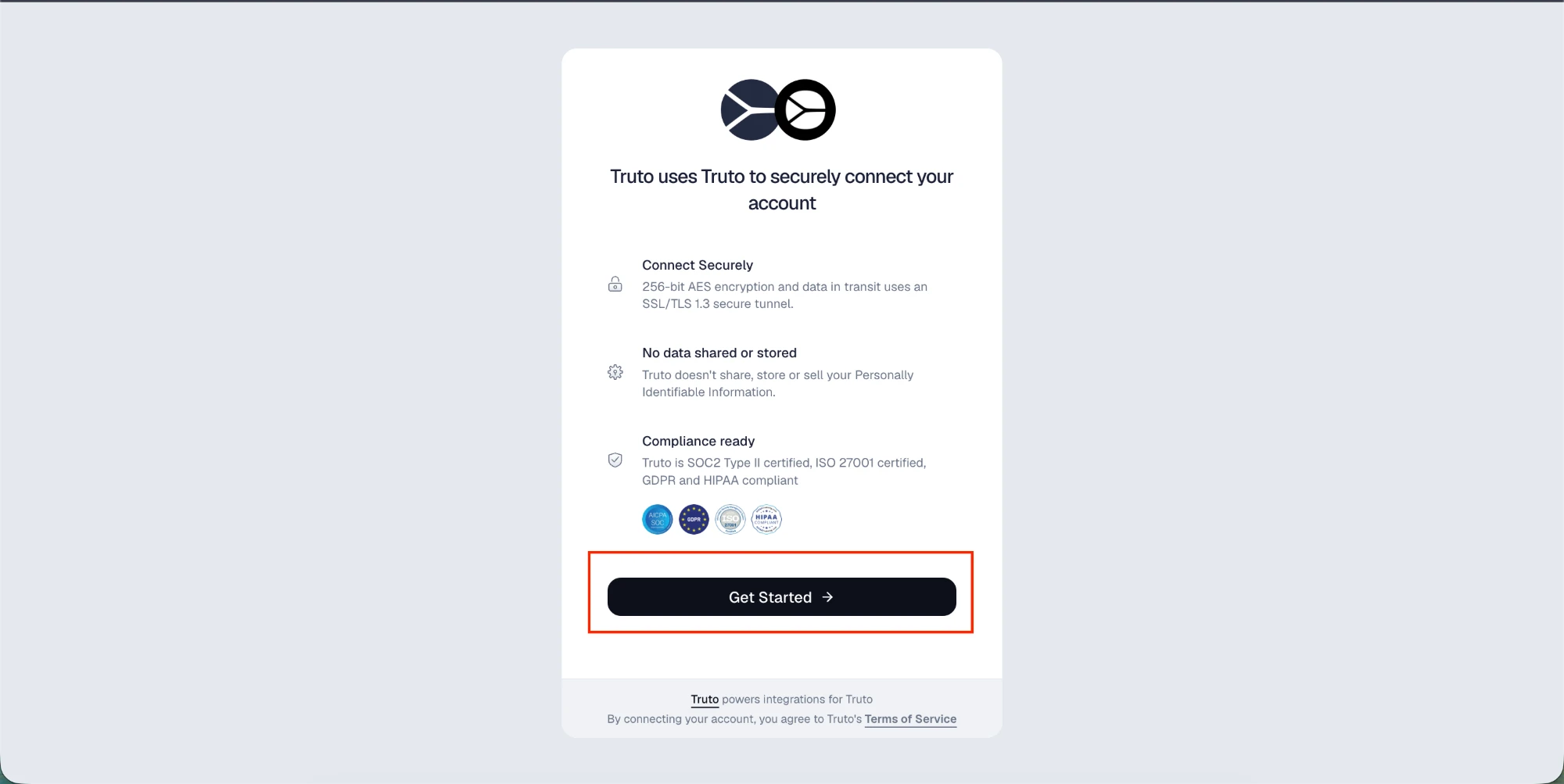 Get Started screen
