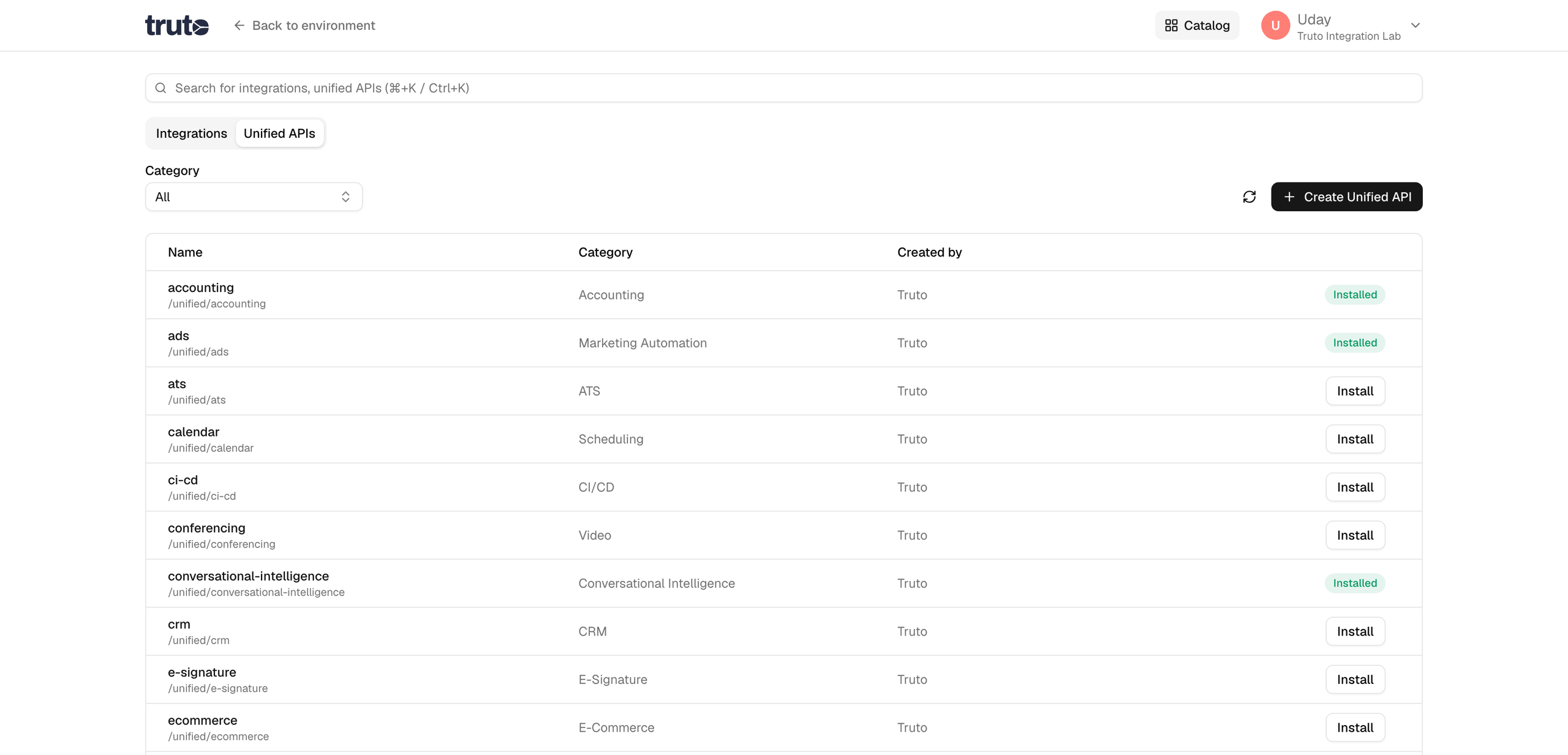 CRM Unified API in the Catalog
