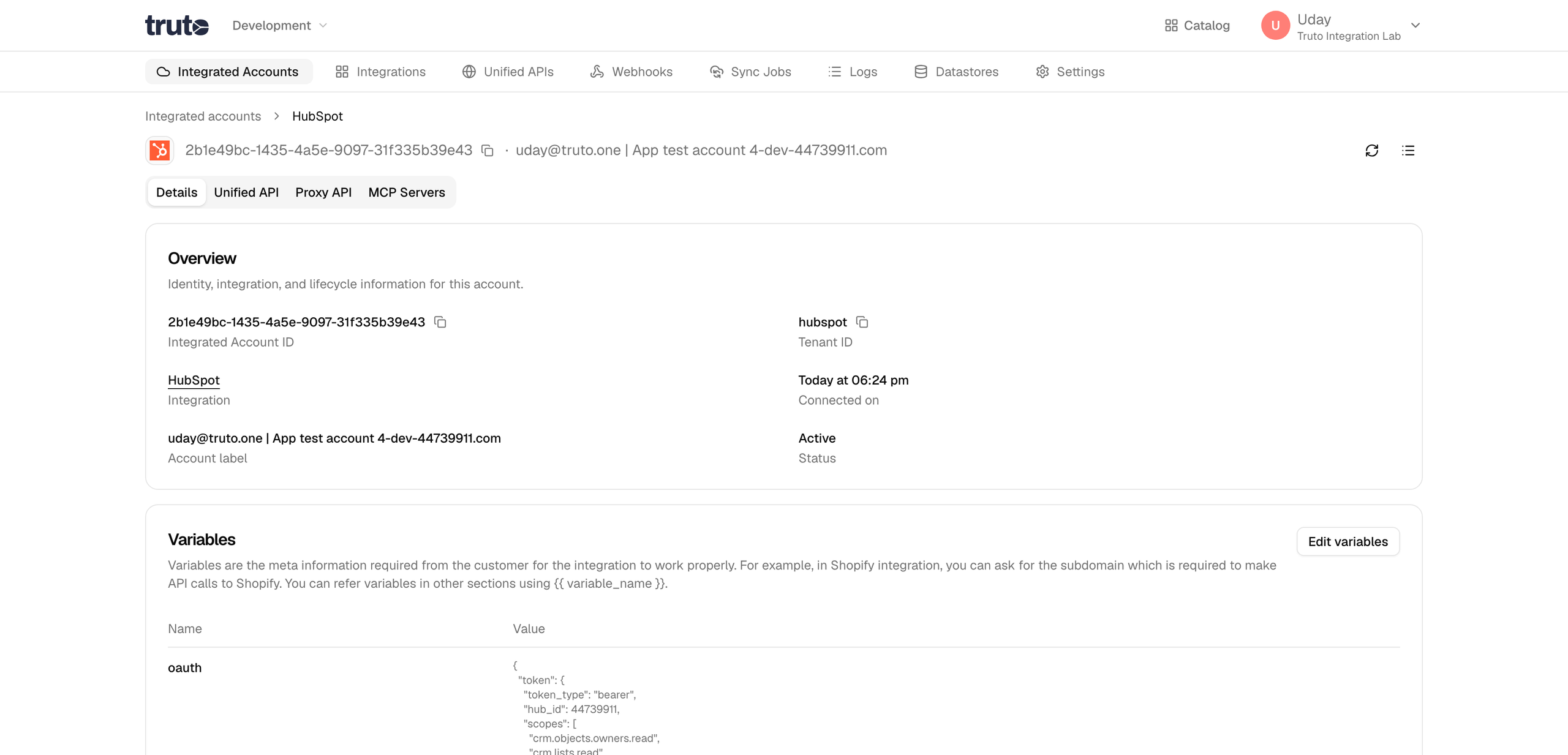 Try the Unified API for a connected account