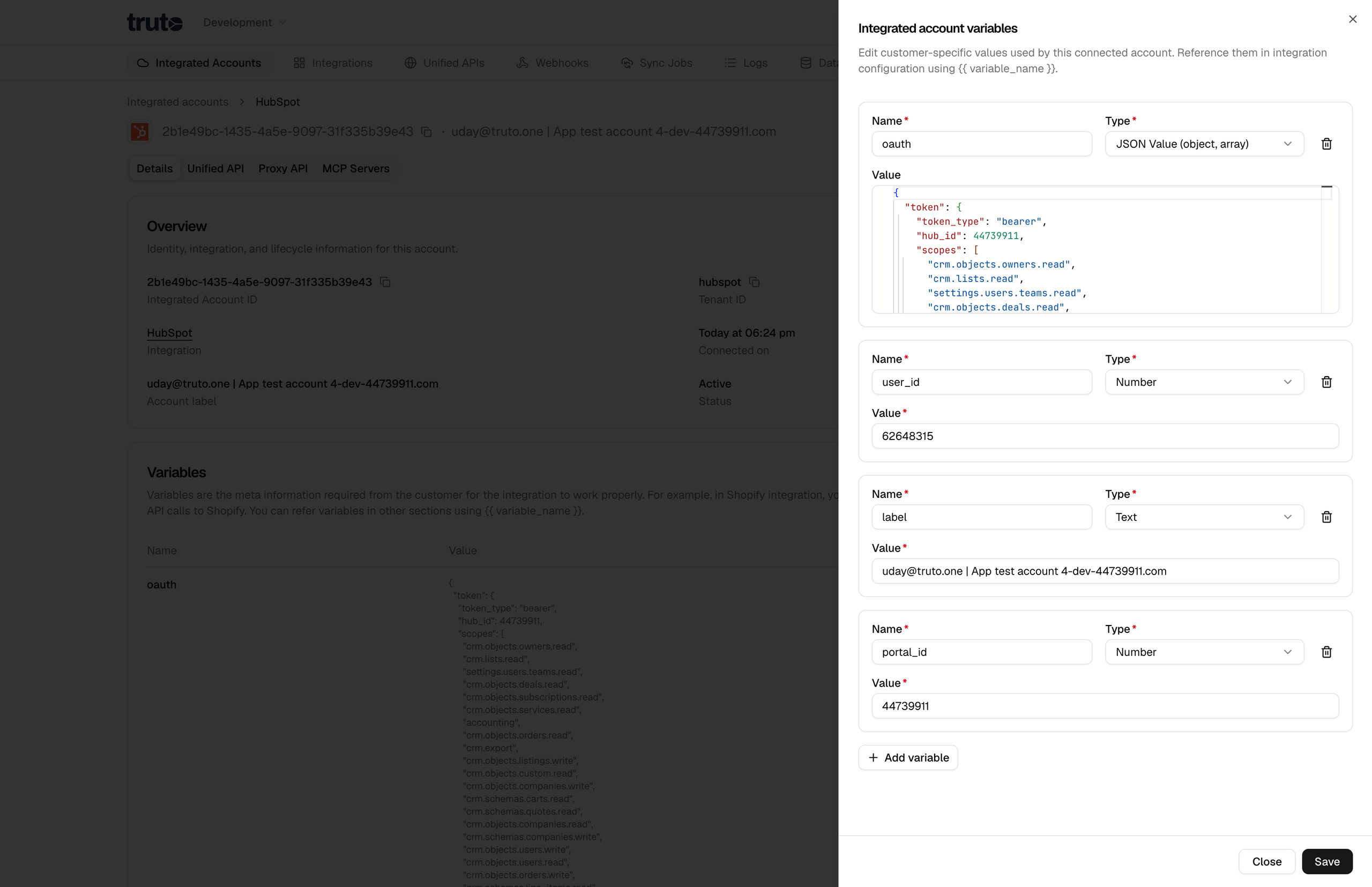 Edit variables