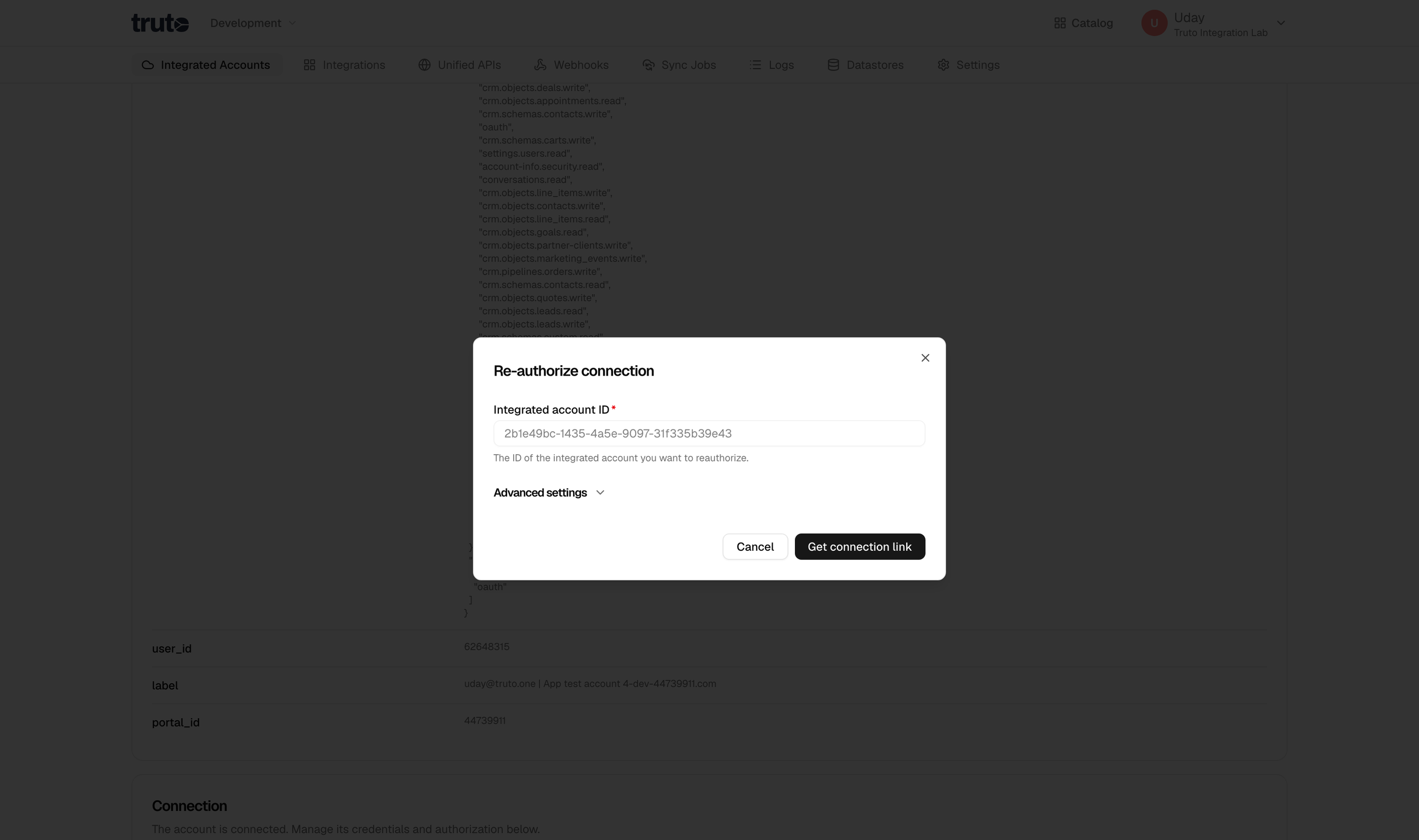 Select Re-authorize connection