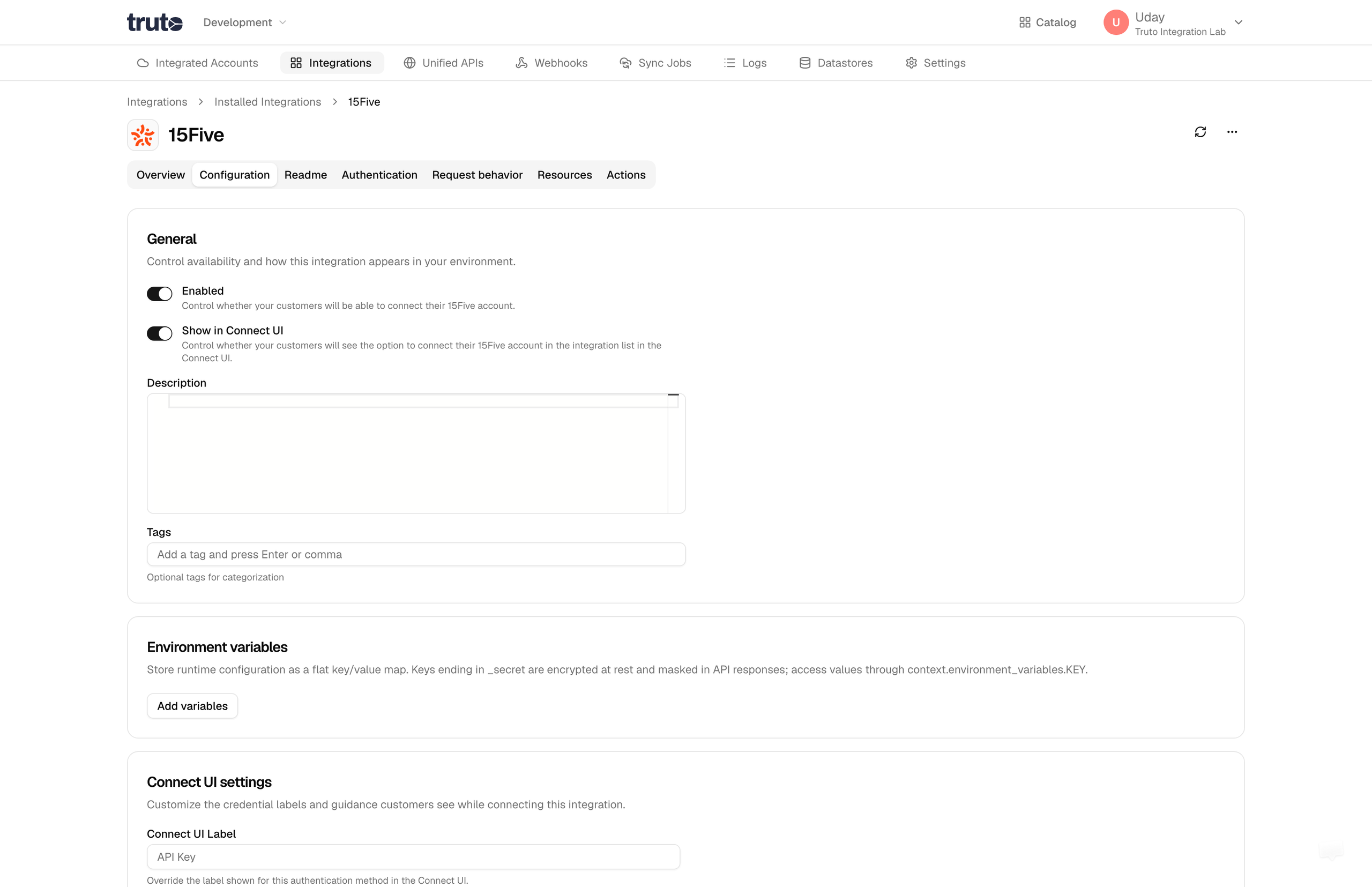 Toggle Enabled option in settings