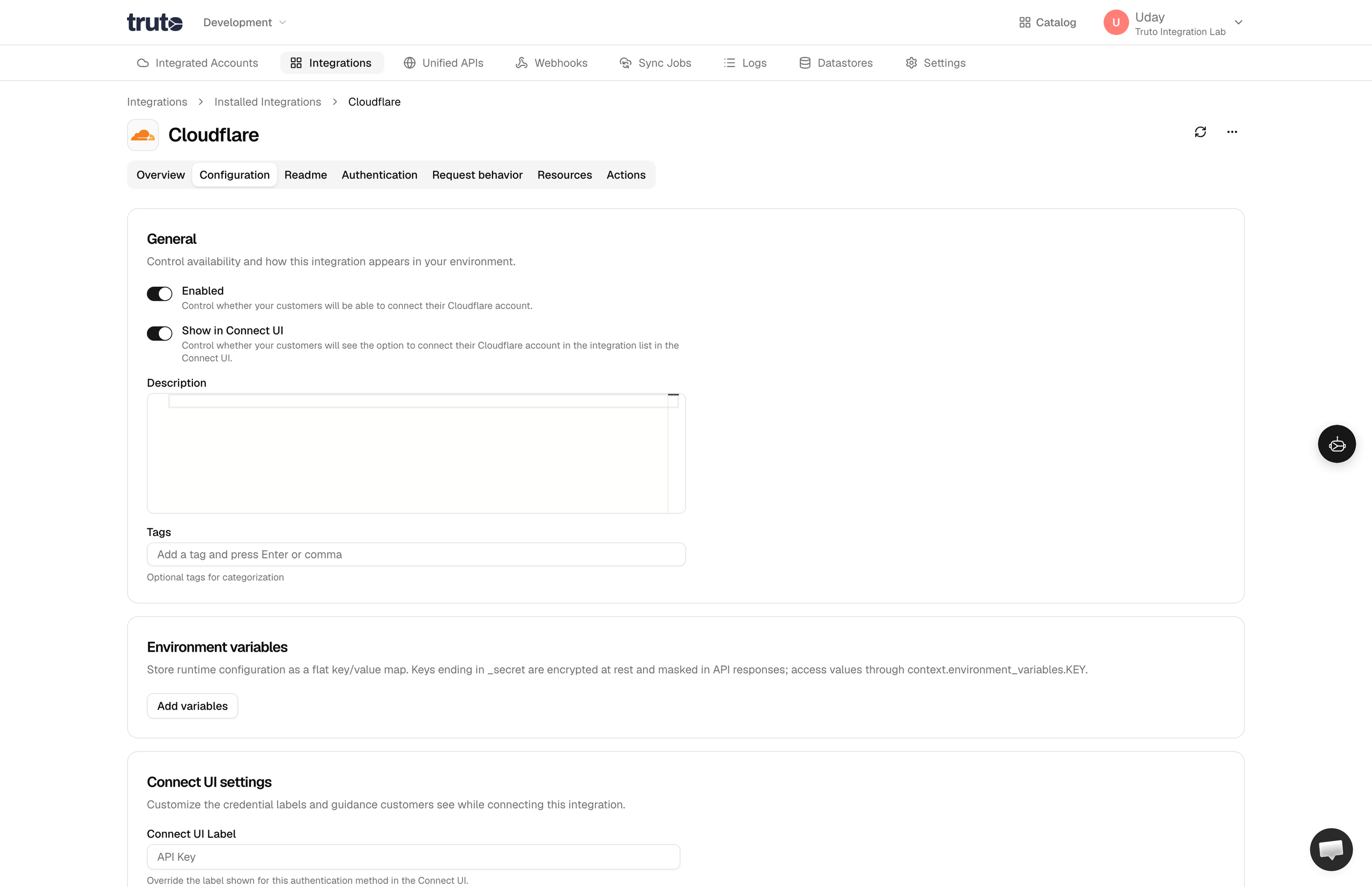 Tools edit cloudflare integration