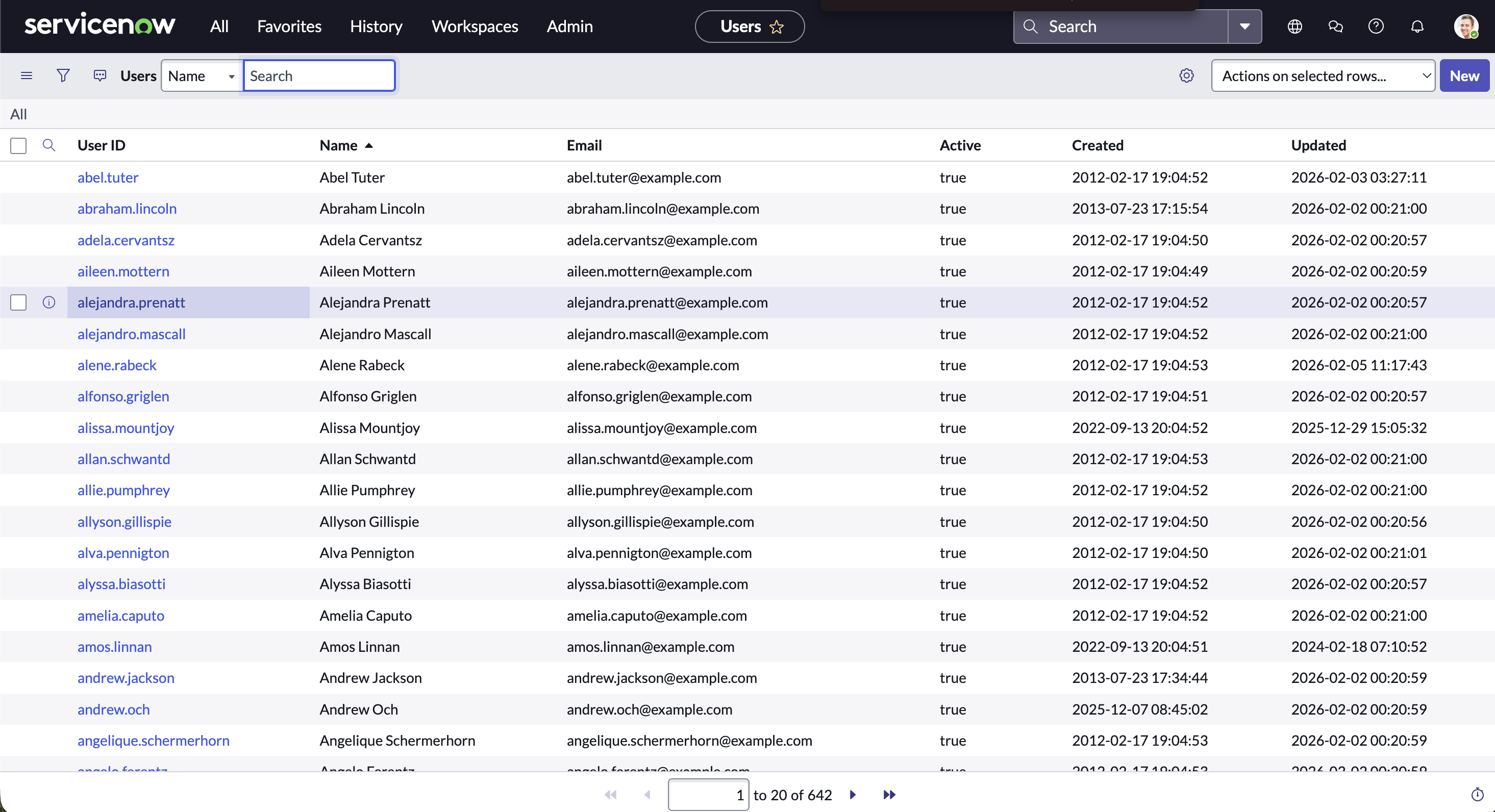 List table data