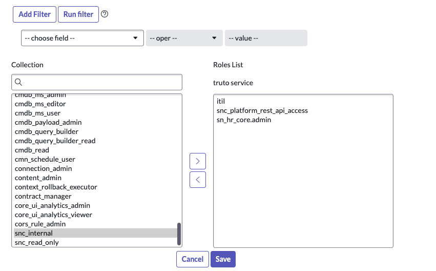 Users roles